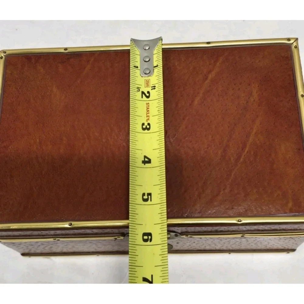 Chinese Leather Covered Trinket Box With‎ Sticker Jewelry Box